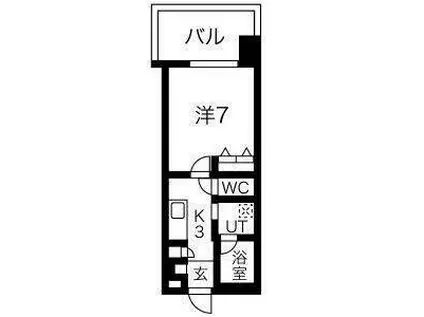 S-RESIDENCE円山表参道(1K/6階)の間取り写真
