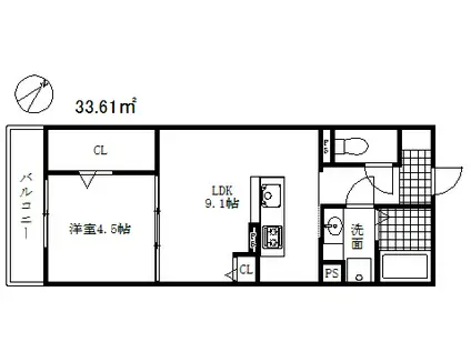 ラ・メゾン・ヴェール神戸(1LDK/3階)の間取り写真