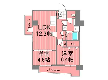 アルテーヌ新横浜(2LDK/4階)の間取り写真