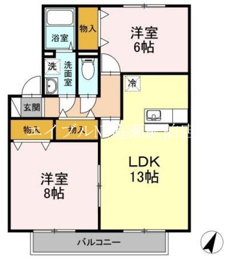 ボナールII(2LDK/2階)の間取り写真