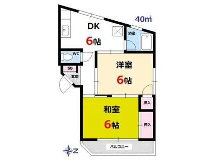 EROE宇品(2DK/4階)の間取り写真