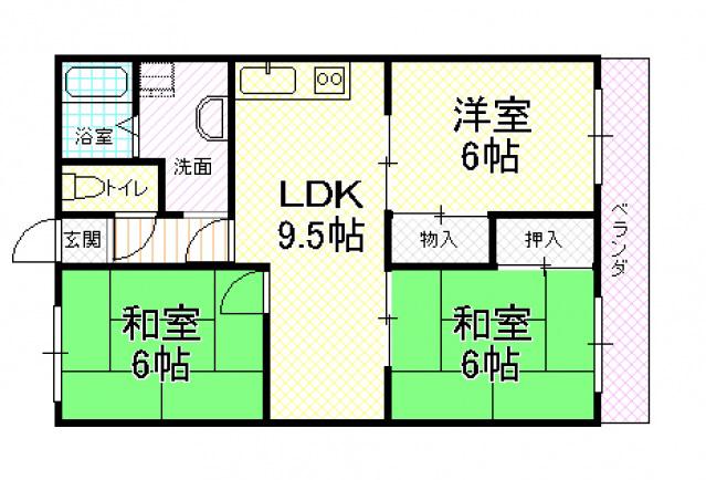 ルネ・アルマーニ(3LDK/1階)の間取り写真