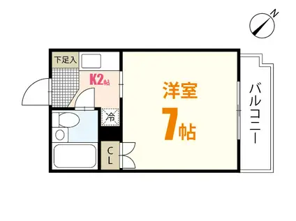 アメニティカネイチII(1K/2階)の間取り写真