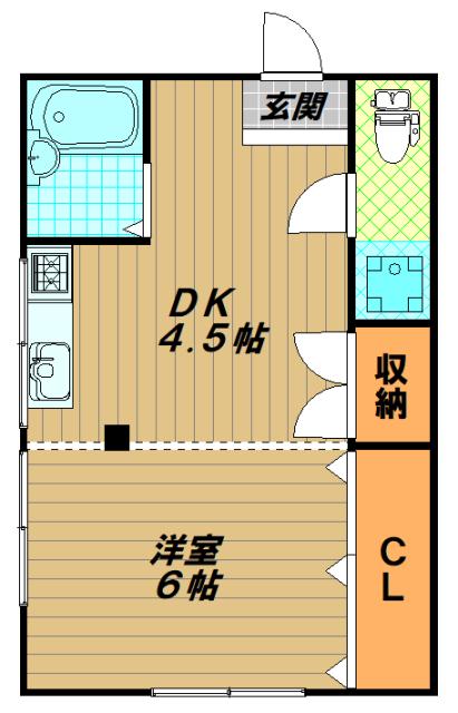 須磨寺ハイツ(1DK/2階)の間取り写真