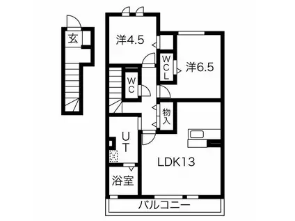 ワダニシ・ムジュー(2LDK/2階)の間取り写真