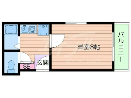 アルディア関大前(1K/3階)の間取り写真