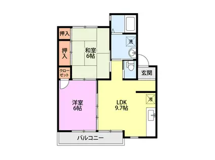 ウイングヒルズA(2LDK/2階)の間取り写真