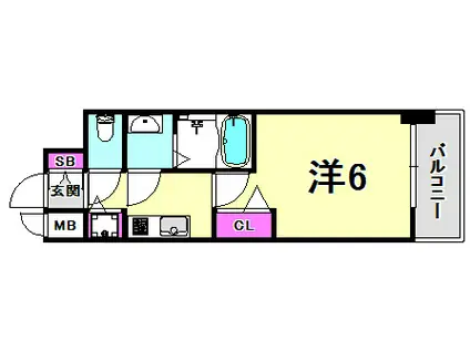 ララプレイス神戸西元町(1K/3階)の間取り写真