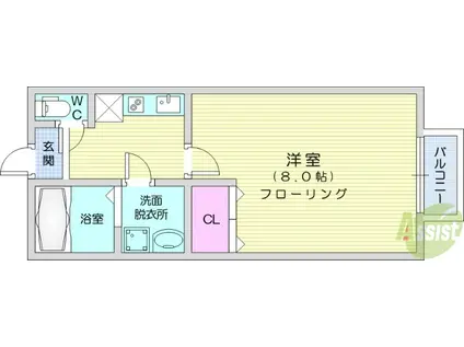 ポミエ・アクロス(1K/1階)の間取り写真