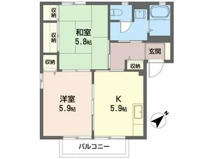 ローゼンハイム(2K/1階)の間取り写真