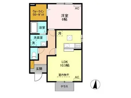 ロイヤルガーデン中島II(1LDK/1階)の間取り写真