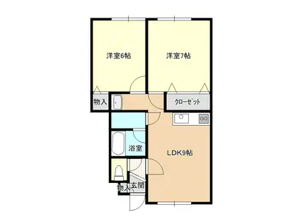 イーストコートC(2LDK/2階)の間取り写真