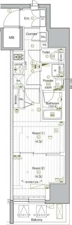 PREMIUM CUBE G 後楽園 6階階 間取り