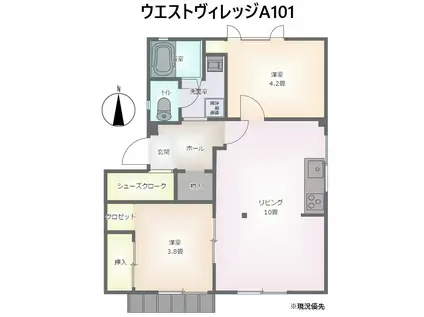 ウエストヴィレッジ(2LDK/1階)の間取り写真