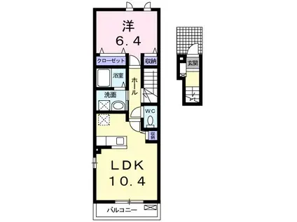 エイトワンすがわB(1LDK/2階)の間取り写真