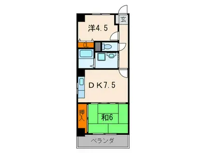 グレードタイム六甲(2DK/2階)の間取り写真