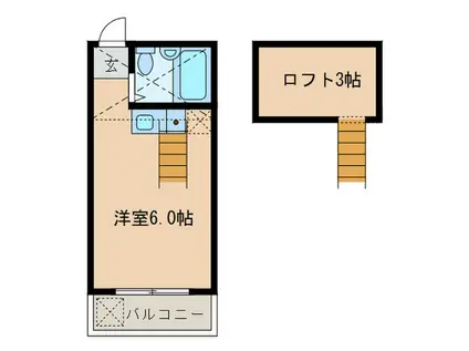 ルーミナスP1(ワンルーム/1階)の間取り写真