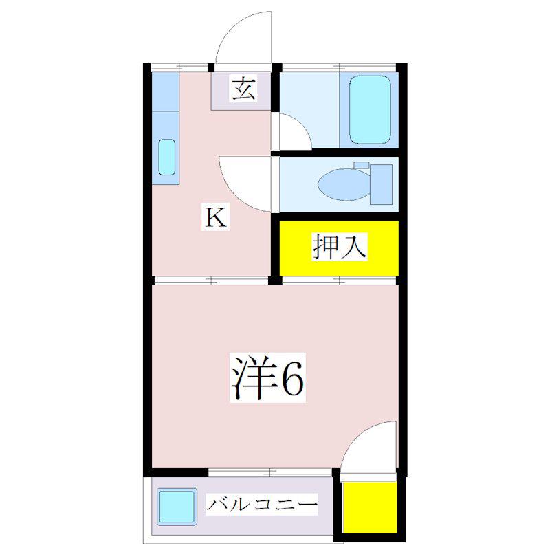玉城ハイツ(1K/1階)の間取り写真