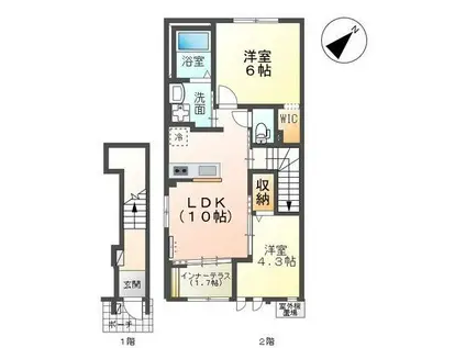 セレーノアキ(2LDK/2階)の間取り写真