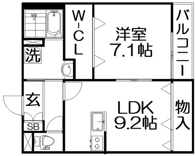 アート星田駅前(1LDK/1階)の間取り写真