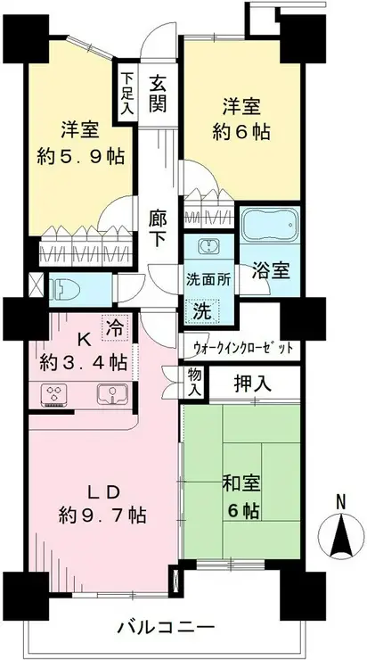 ライオンズタワー府中 29階階 間取り