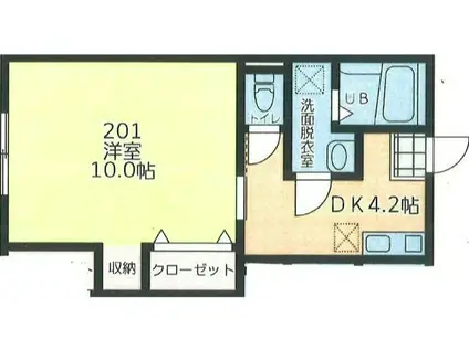 ブルーハイツ(1DK/2階)の間取り写真