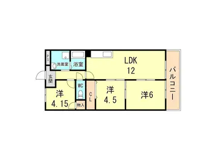 ハイム西明石(3LDK/6階)の間取り写真