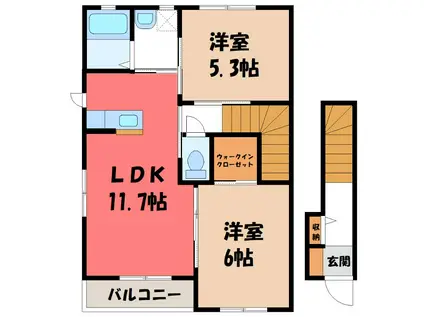 ラフィーネ A(2LDK/2階)の間取り写真