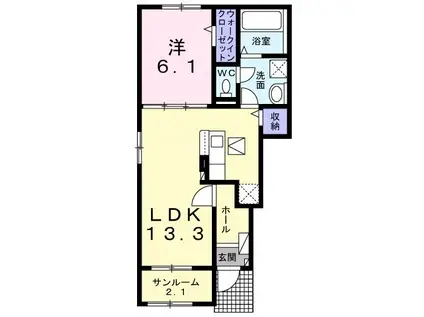 ノベルクランA(1LDK/1階)の間取り写真