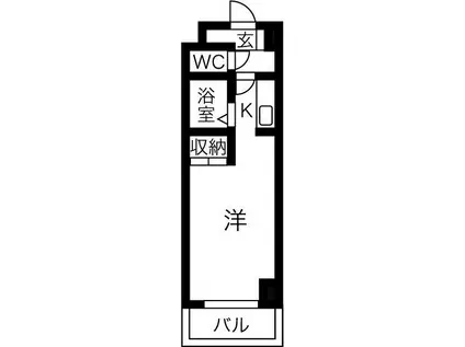 ビバリーヒルズ(1K/3階)の間取り写真