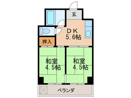 向陽ビル(2DK/3階)の間取り写真