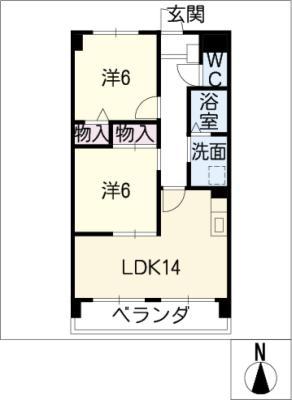 メゾンドフォンテーヌ(2LDK/5階)の間取り写真