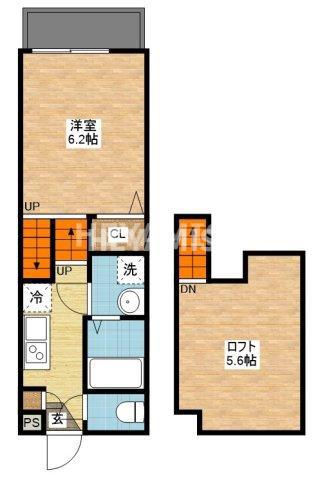 ミライ旭町(1SK/1階)の間取り写真