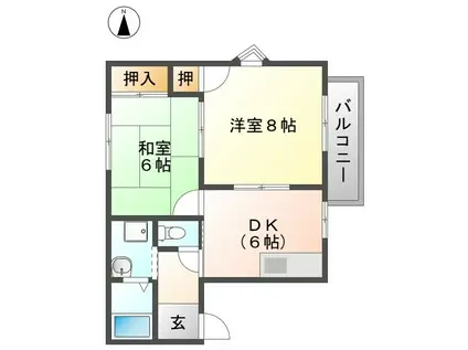 シャンボール今伊勢 C(2DK/1階)の間取り写真