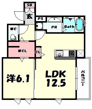 KITANO COLN(1LDK/2階)の間取り写真