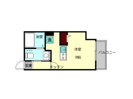 GRADITO富雄駅前 2番館(ワンルーム/2階)の間取り写真