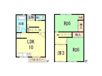 明舞第3団地912号棟(3LDK/4階)の間取り写真