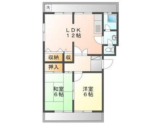 中筋マンション(2LDK/1階)の間取り写真