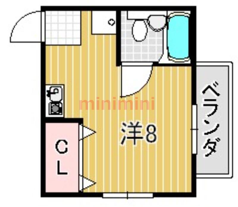 津島ハイツII(ワンルーム/2階)の間取り写真