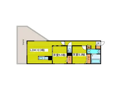 ディオクラシスN19(2LDK/1階)の間取り写真