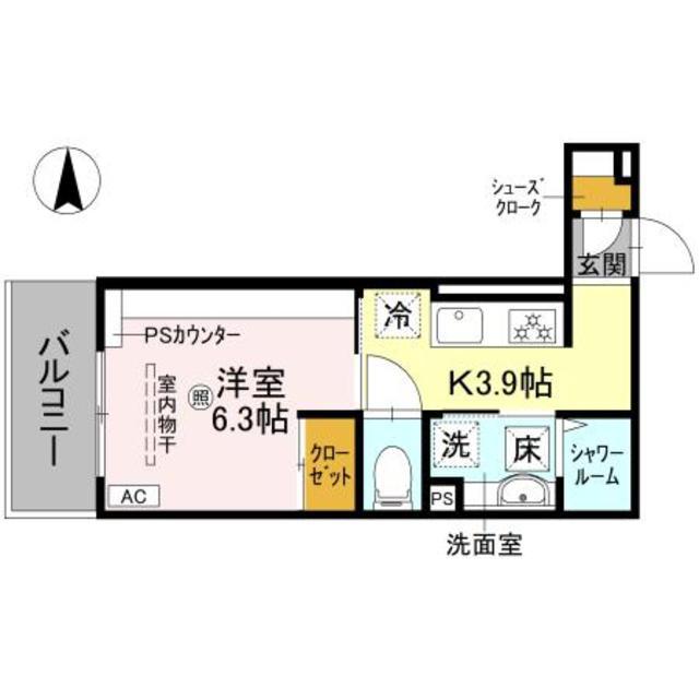D-LUCE寄合町(1K/1階)の間取り写真
