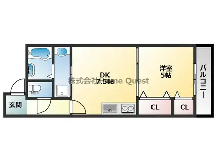 フジパレス弥刀駅北II番館(1DK/1階)の間取り写真