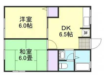 ワルツI(2DK/1階)の間取り写真