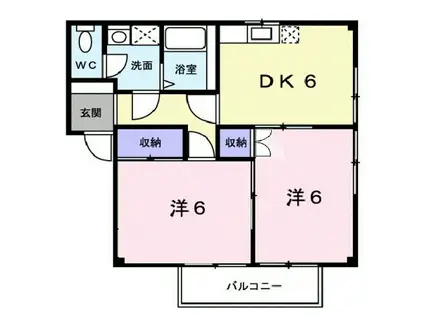 サニーハウスA(2DK/2階)の間取り写真