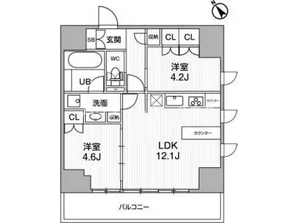 NIDO SUGAMO(2LDK/11階)の間取り写真