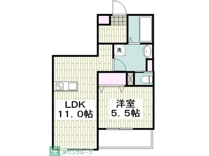 サウスERN WIND(1LDK/3階)の間取り写真