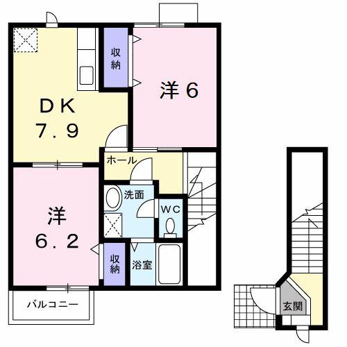ガーデンハイム今古賀(2DK/2階)の間取り写真