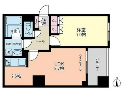 ヴィアーレ四谷(1LDK/3階)の間取り写真