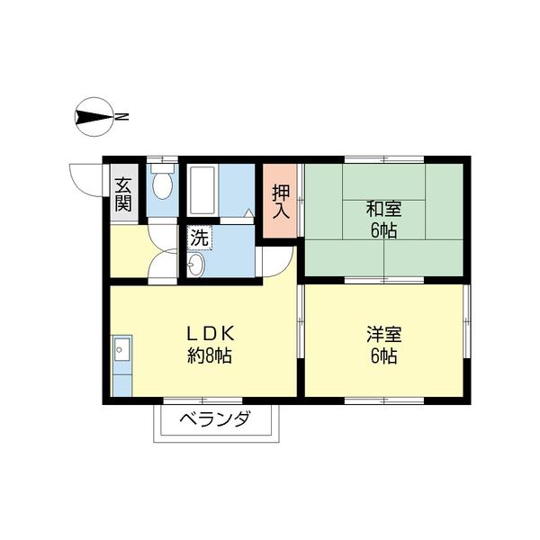 ボナール(2LDK/2階)の間取り写真