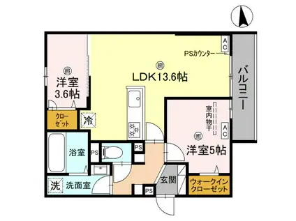 グランピース駒川(2LDK/3階)の間取り写真